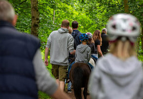 Geführtes Ponyreiten auf schönem Wiesengelände, ca. 20 Min.